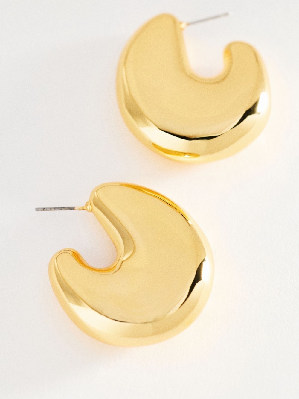 Anthropologie Large Puffed Huggie Hoop Gold Earrings